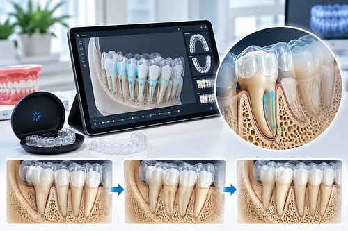 Illustration of Invisalign and digital dental treatment planning