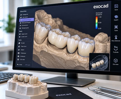 Porcelain crowns and dental bridges restoration illustration